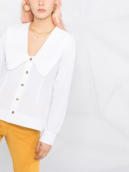 Ganni Rounded Collar White Blouse