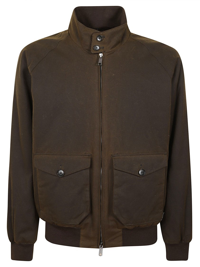 Baracuta Deep Moss Waxed Cotton Jacket With Eco Fur Lining