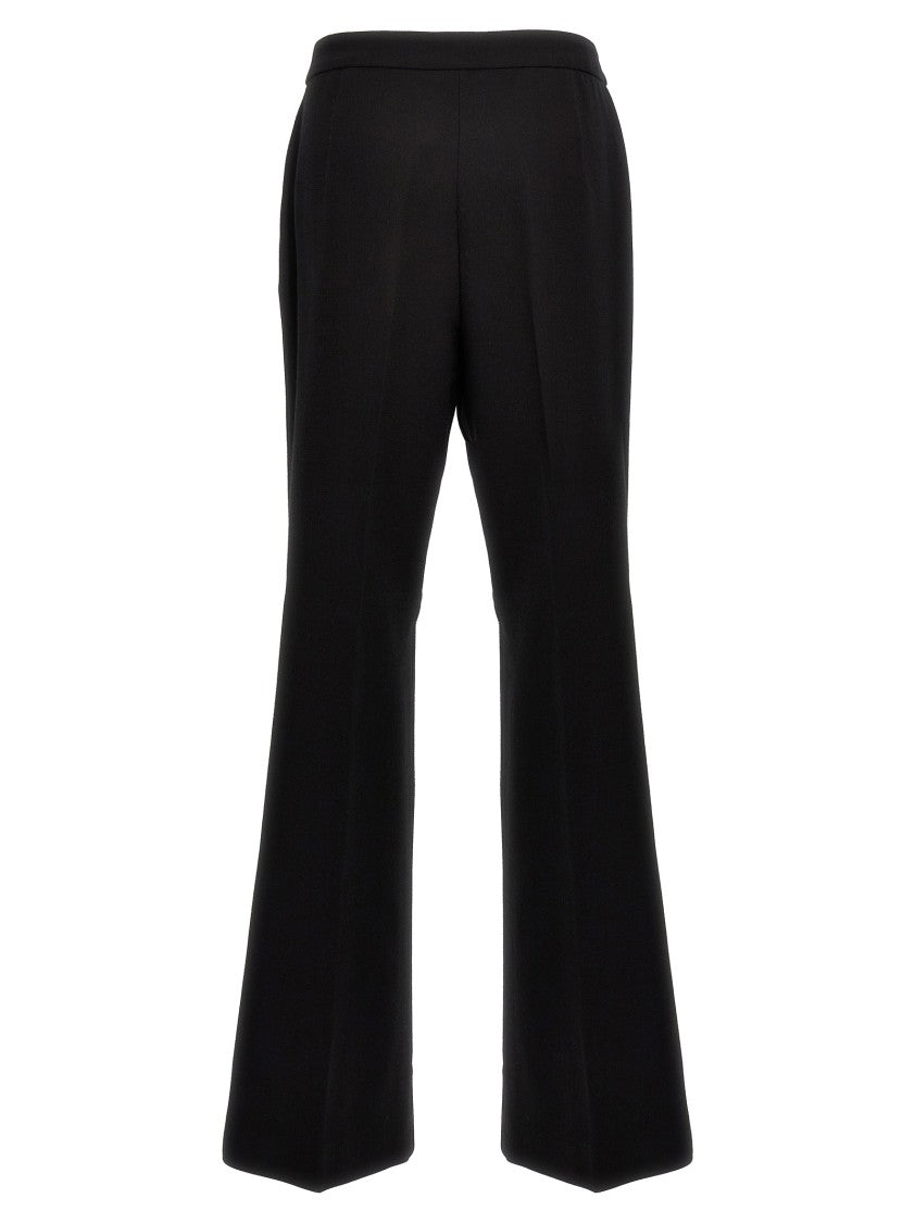 Moschino Wide-Leg Wool Blend Crepe Pants With Central Pleat