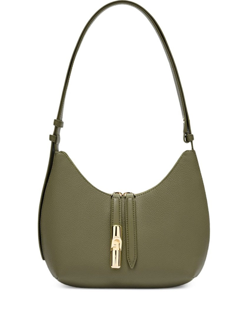 Furla Textured Leather Handbag With Crescent Silhouette