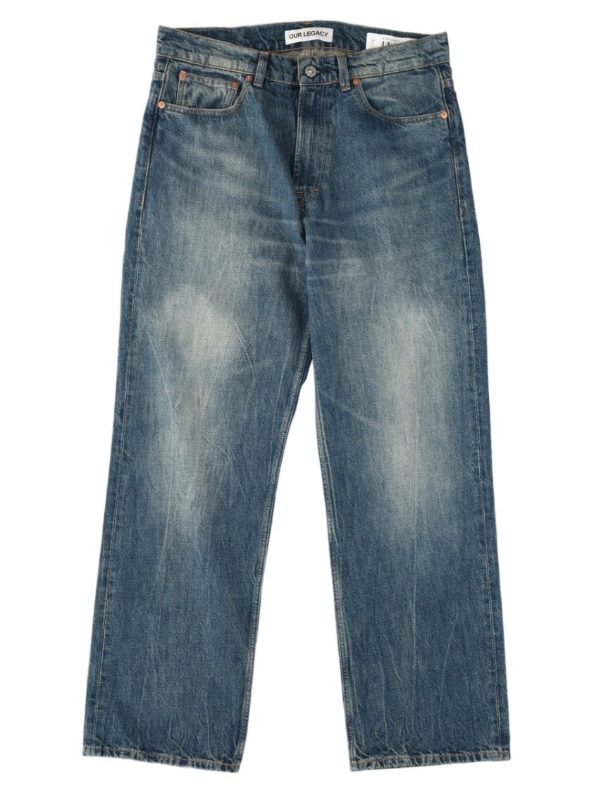 Our Legacy Blue Faded Wash Straight-Leg Cotton Jeans