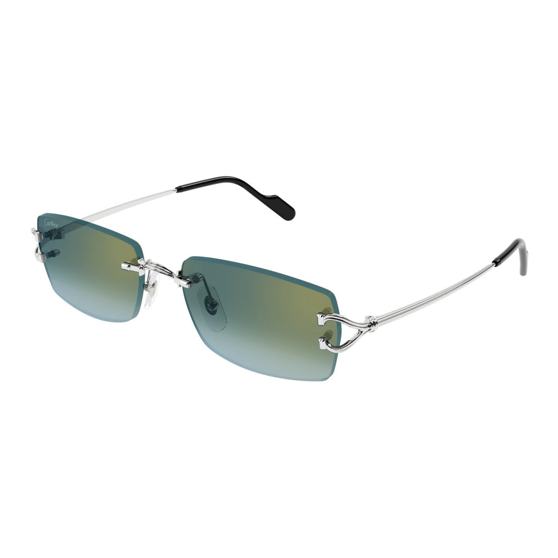 Cartier Rectangular Rimless Sunglasses With Gradient Lenses