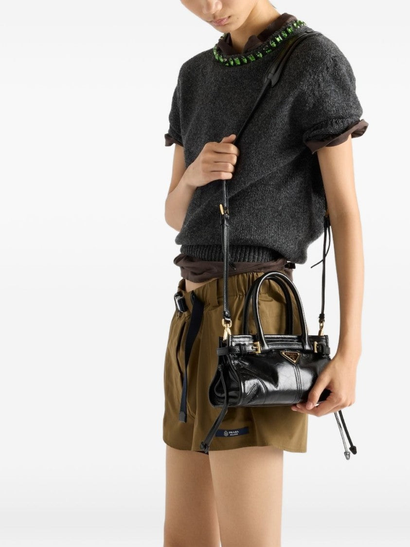 Prada Glossy Smooth Leather Handbag With Structured Silhouette