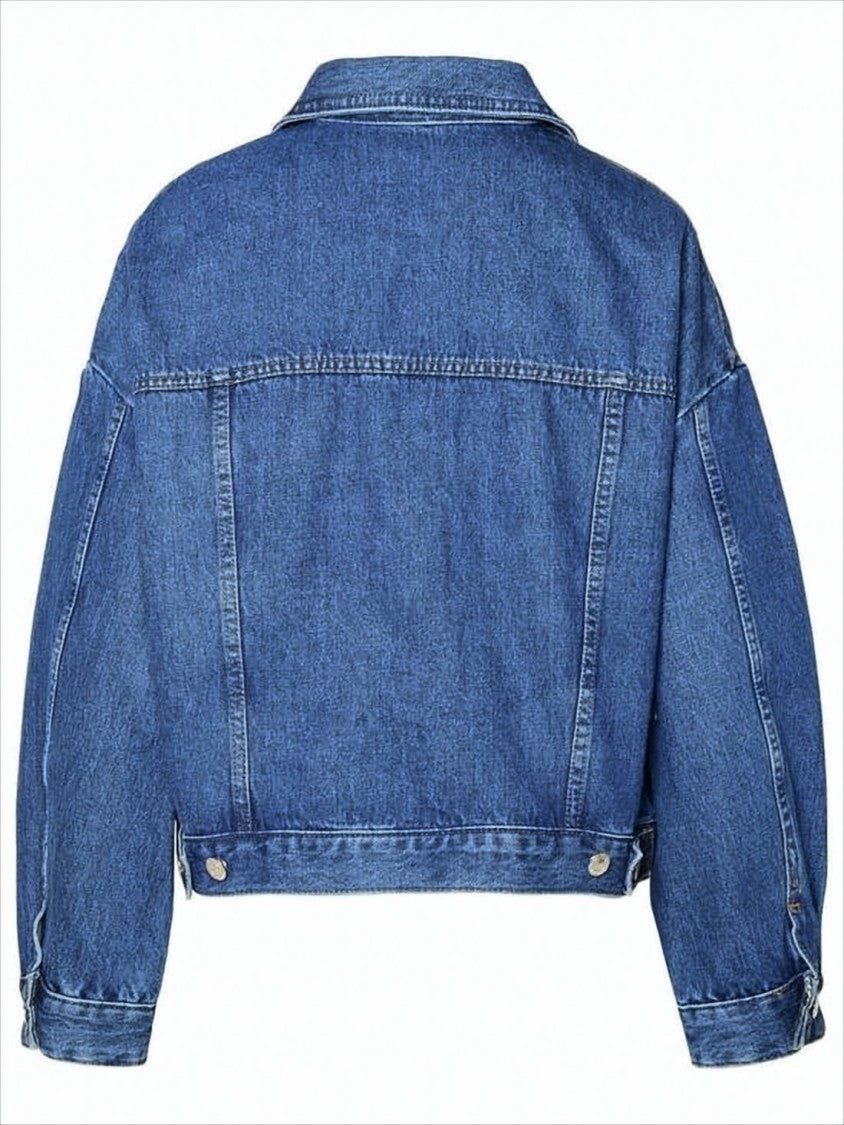 A.P.C. Cropped Denim Jacket With Buttoned Front