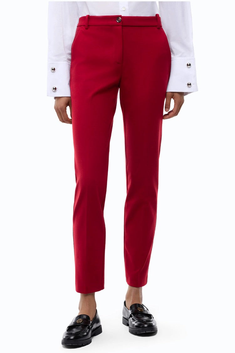 Pinko Burgundy Viscose-Blend Slim Pants