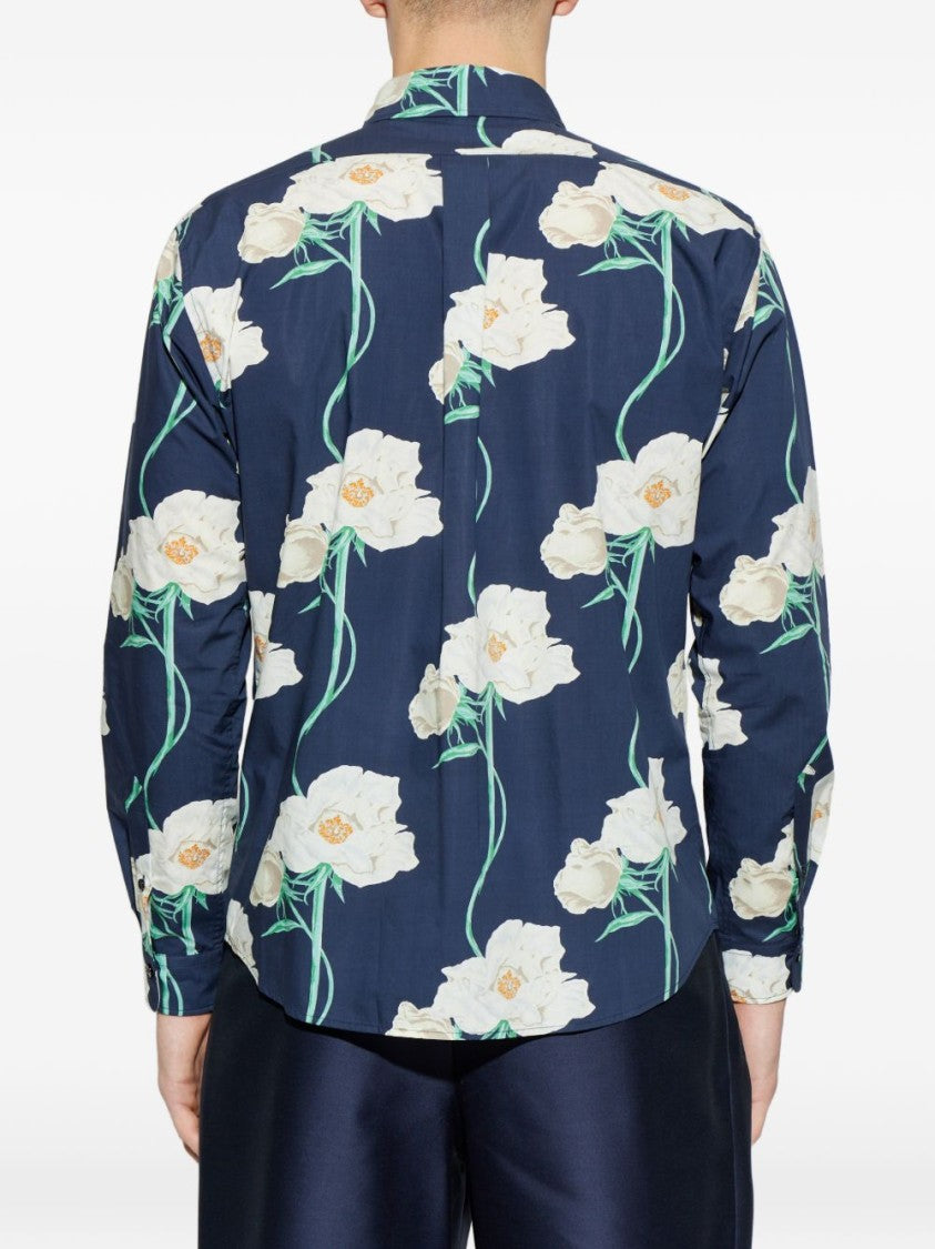 Kenzo Blue Silk And Nylon Classic Shirt