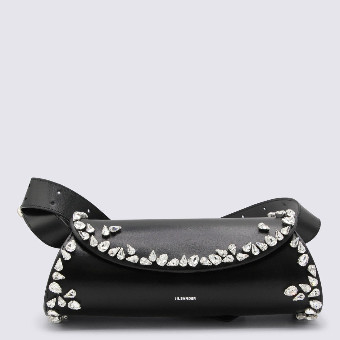 Jil Sander Cylindrical Black Leather Belt Bag