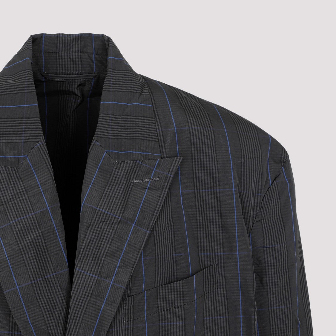 Balenciaga Checkered Long Raincoat With Peak Lapel