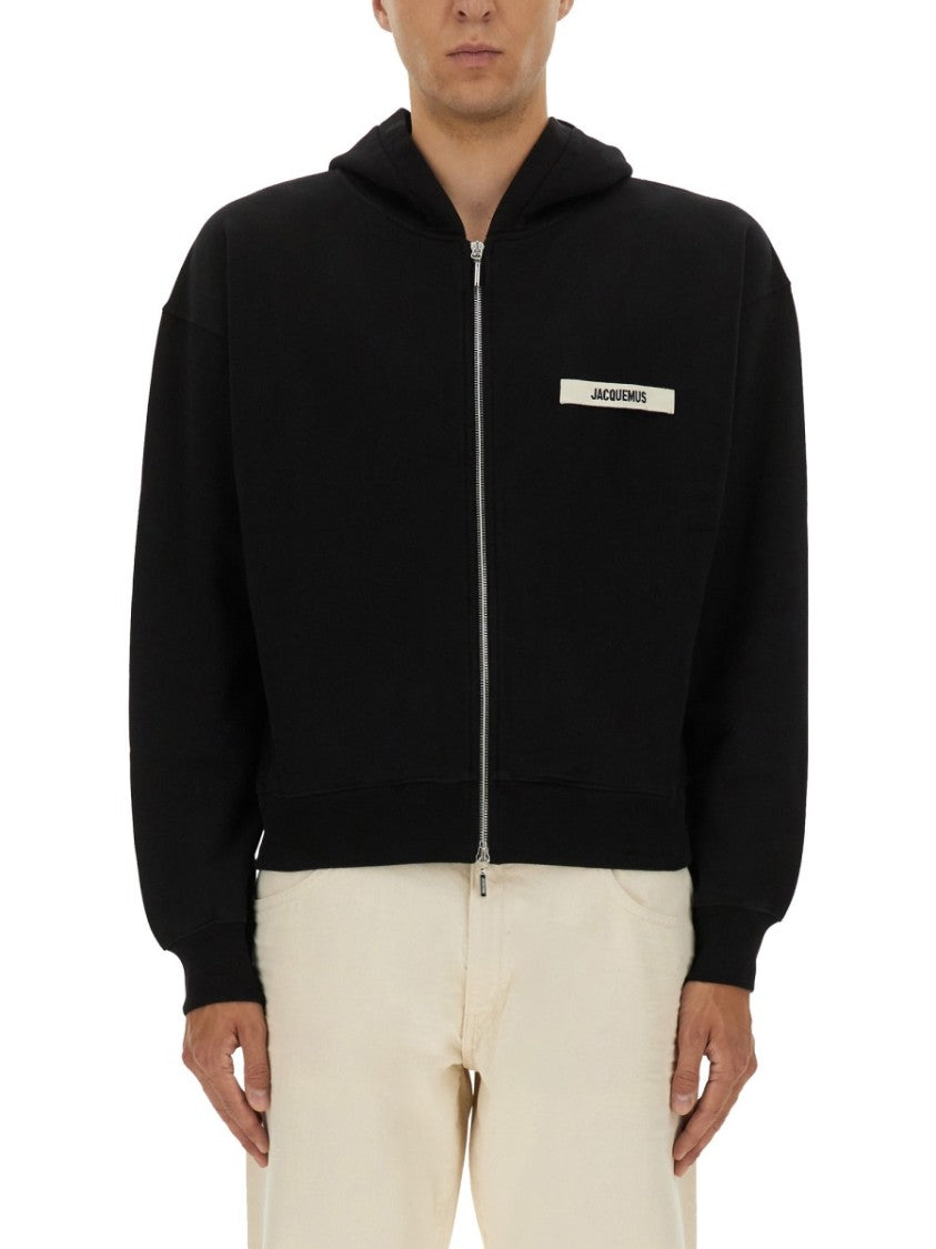 Jacquemus Minimalist Black Zip-Up Hoodie
