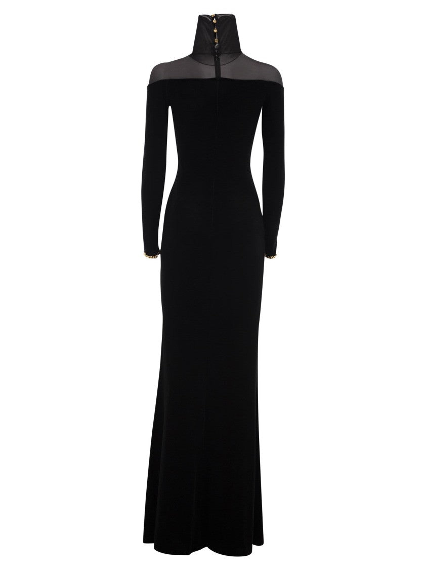 Elisabetta Franchi Red Carpet Dress In Velvet And Jersey