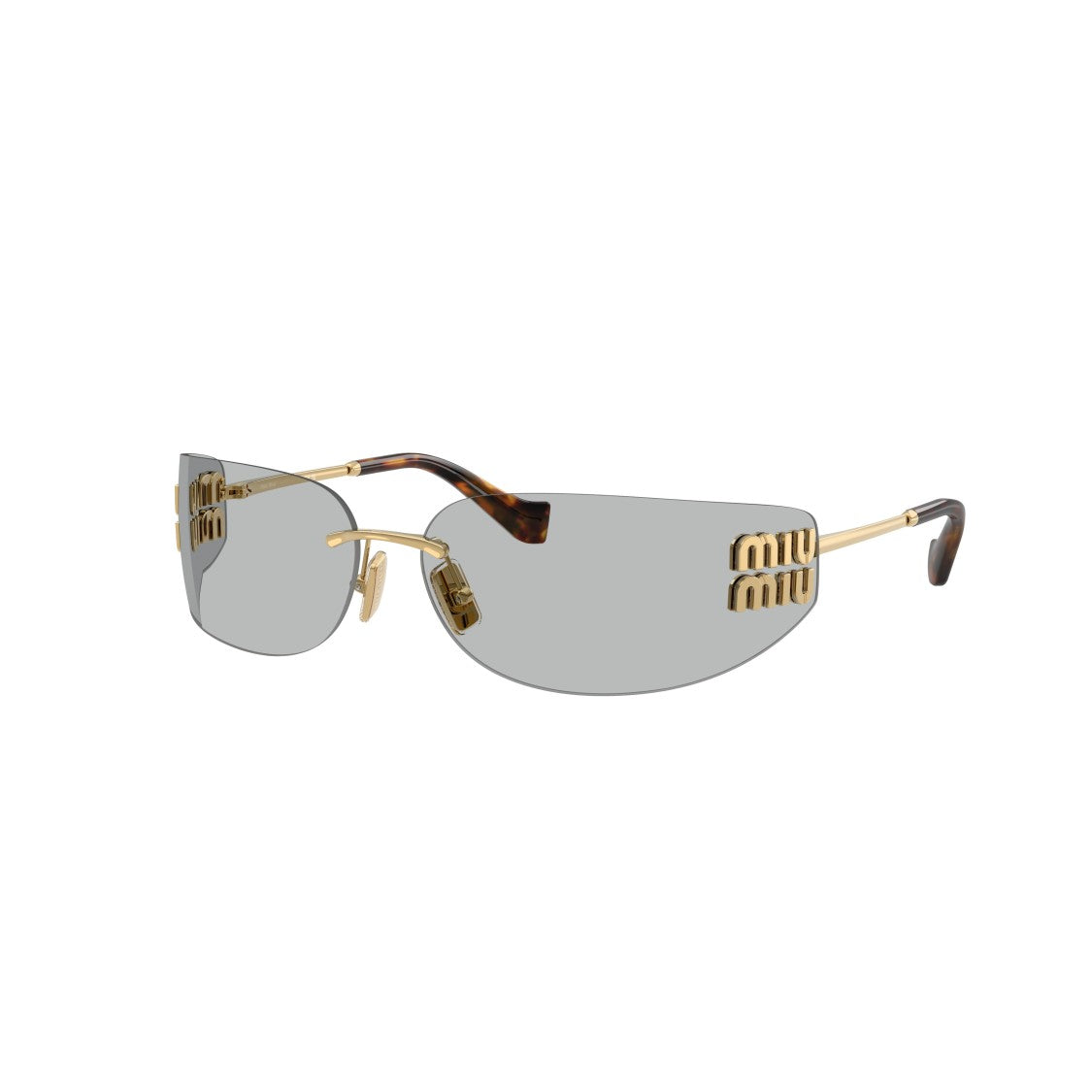 Miu Miu Rimless Sunglasses With Rectangular Grey Lenses