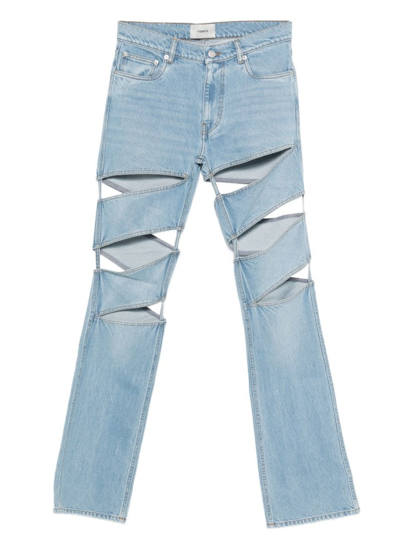 Coperni Light Blue Cut-Out Denim Jeans With Five-Pocket Design