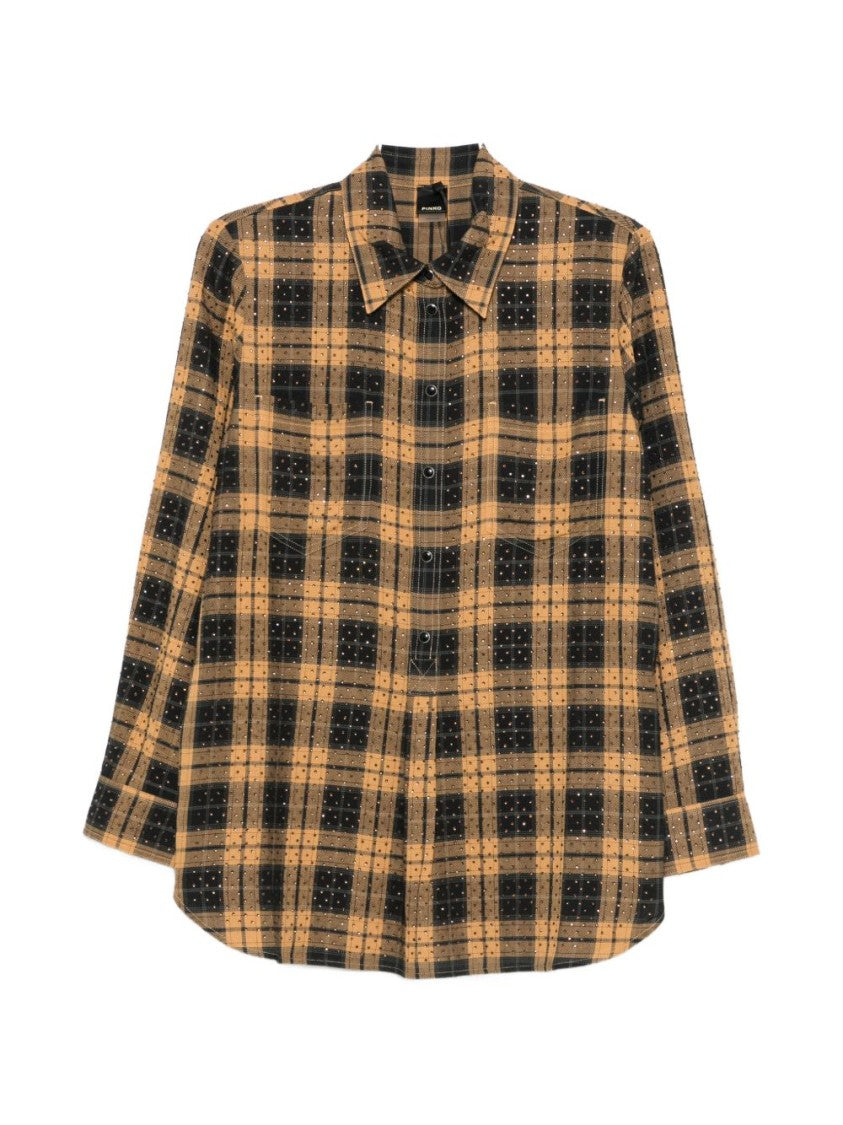 Pinko Ivory Plaid Perforated Coat