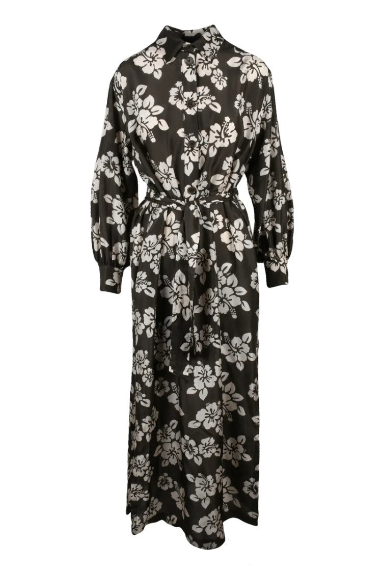 Aspesi Satin Tunic Dress - Green/White