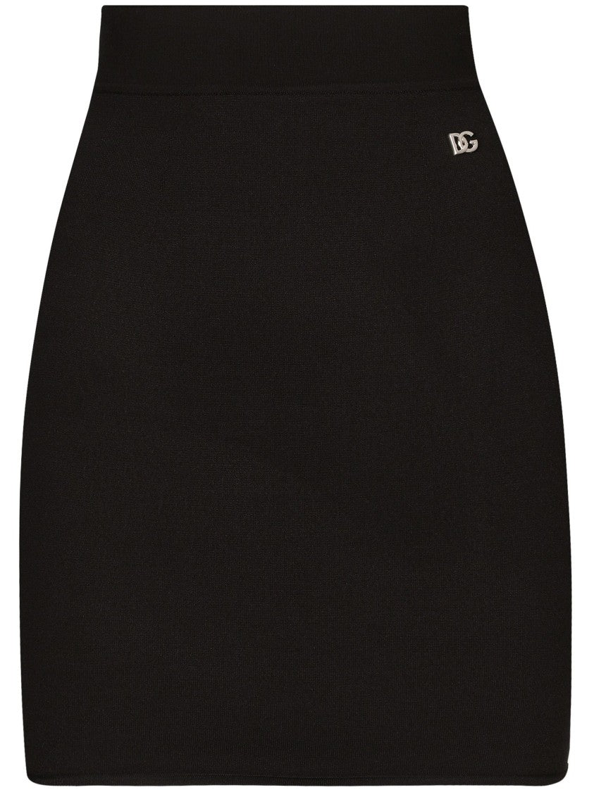 Dolce & Gabbana Black Fitted Stretch Viscose Knit Skirt