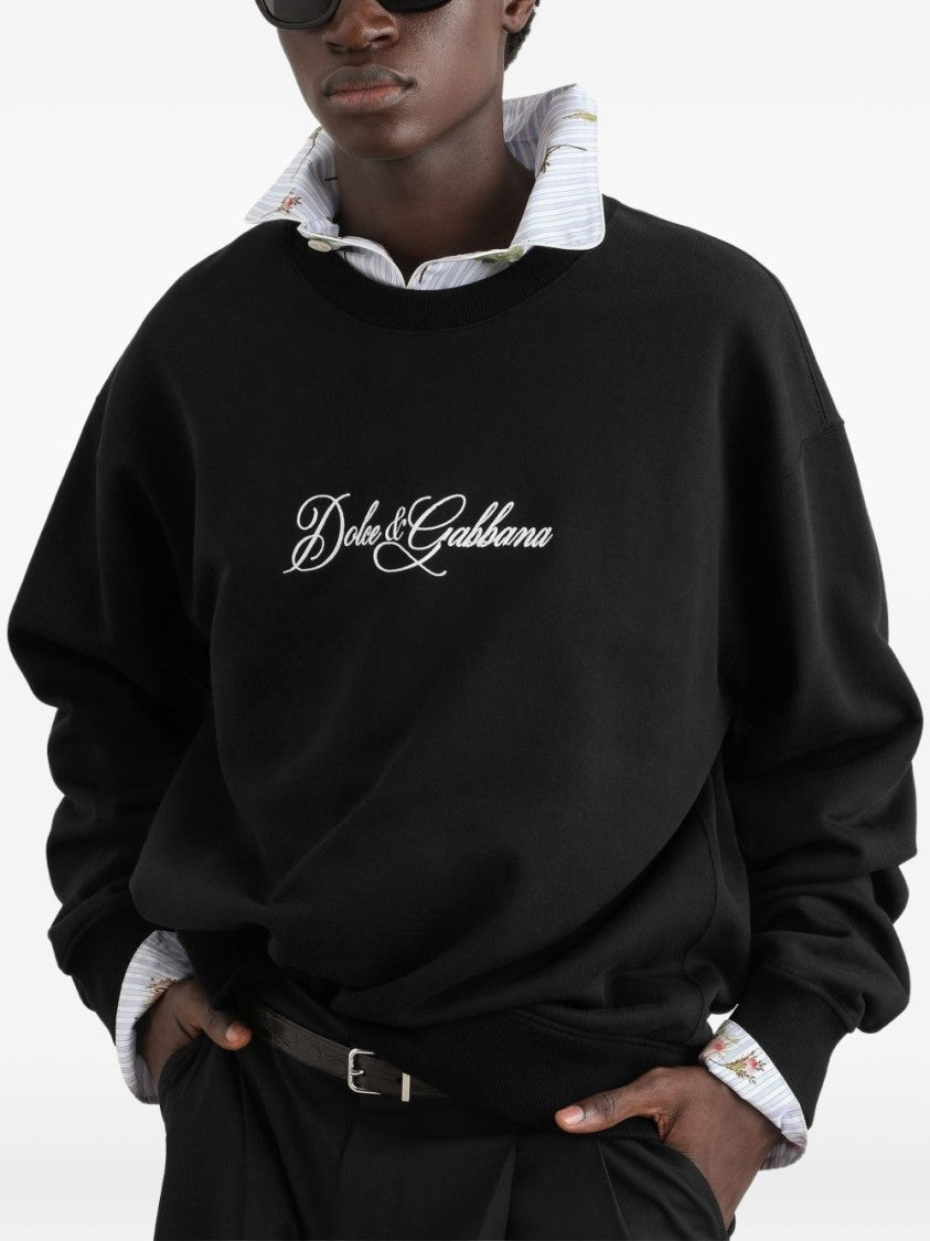 Dolce & Gabbana Black Relaxed Fit Script Logo Sweater