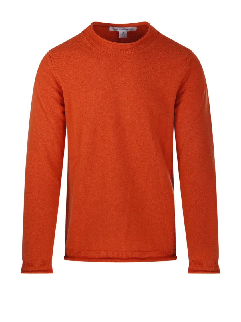 Comme Des Garçons Minimalist Long-Sleeved Wool Shirt With Ribbed Detailing