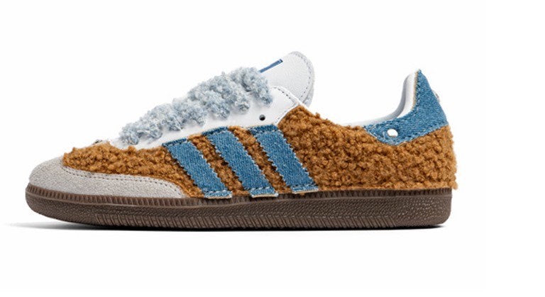 Adidas Custom Brown Textile Samba Sneakers