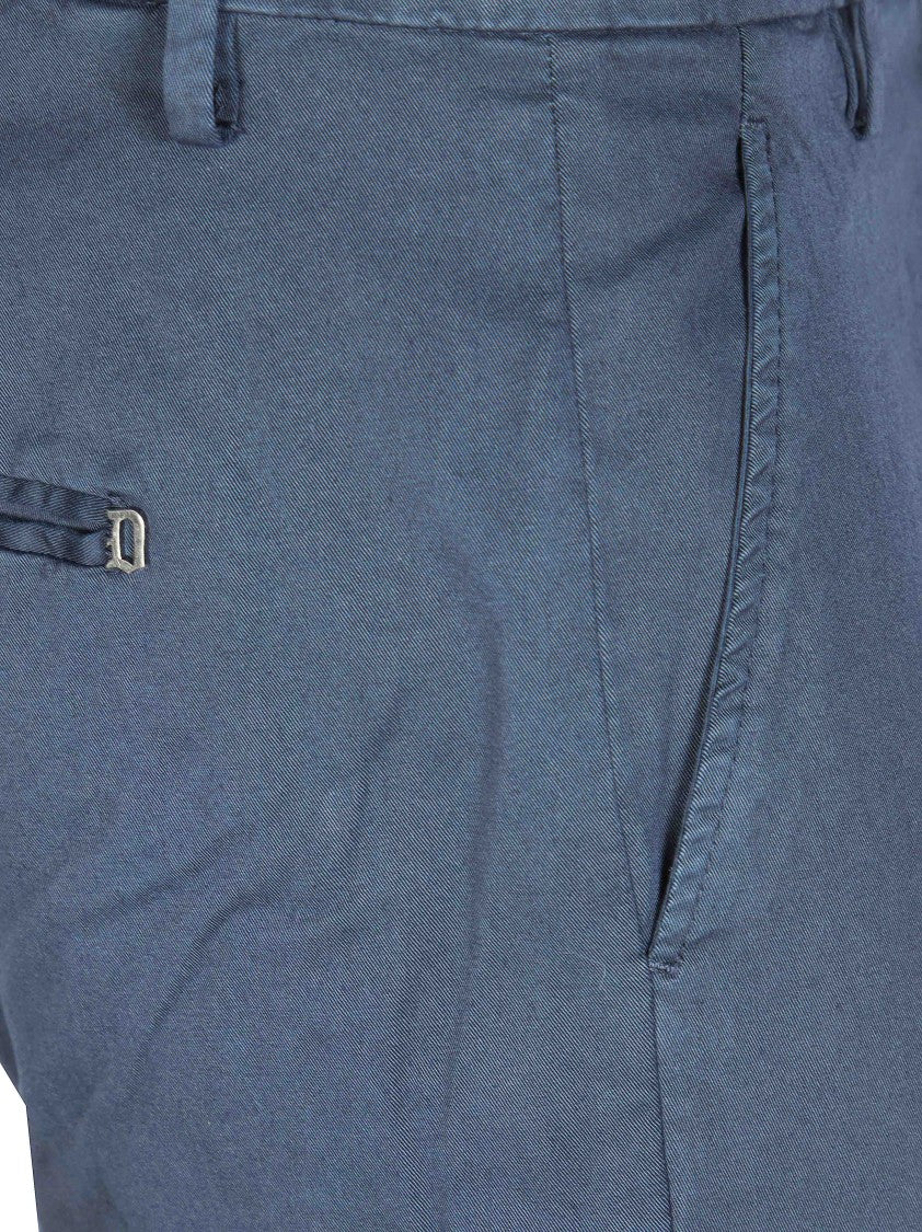Dondup Blue Gabardina Cuffed Hems Pants