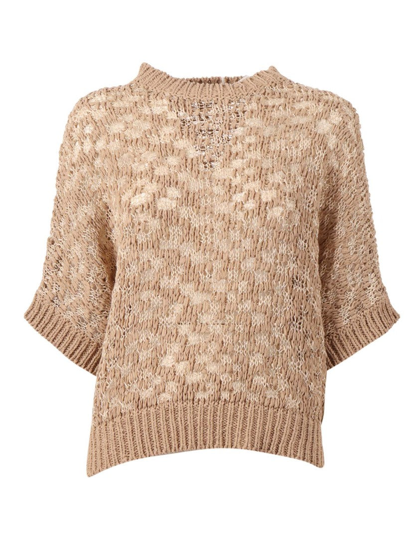 Peserico Textured Open Weave Cropped Sweater