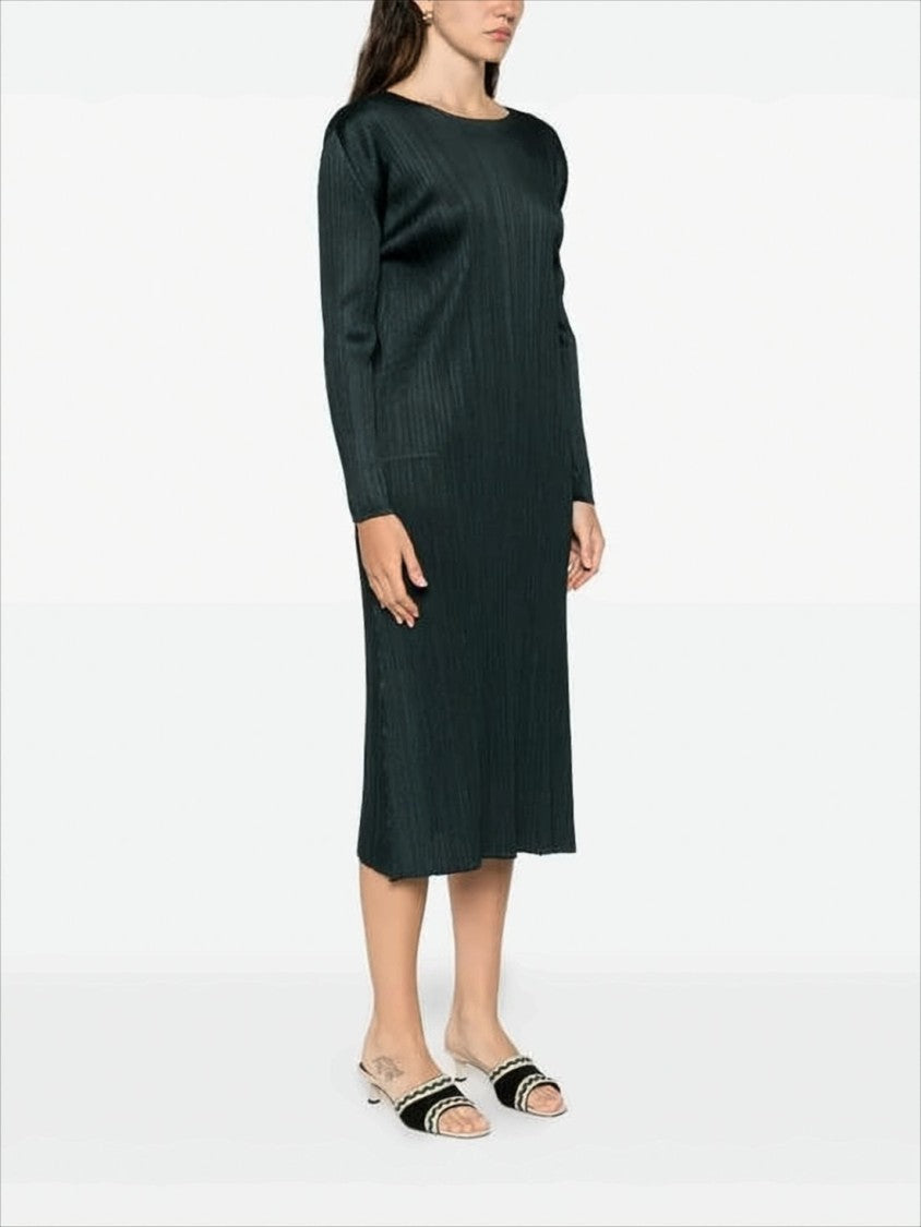 Pleats Please Pleated Midi Dress With Round Neckline