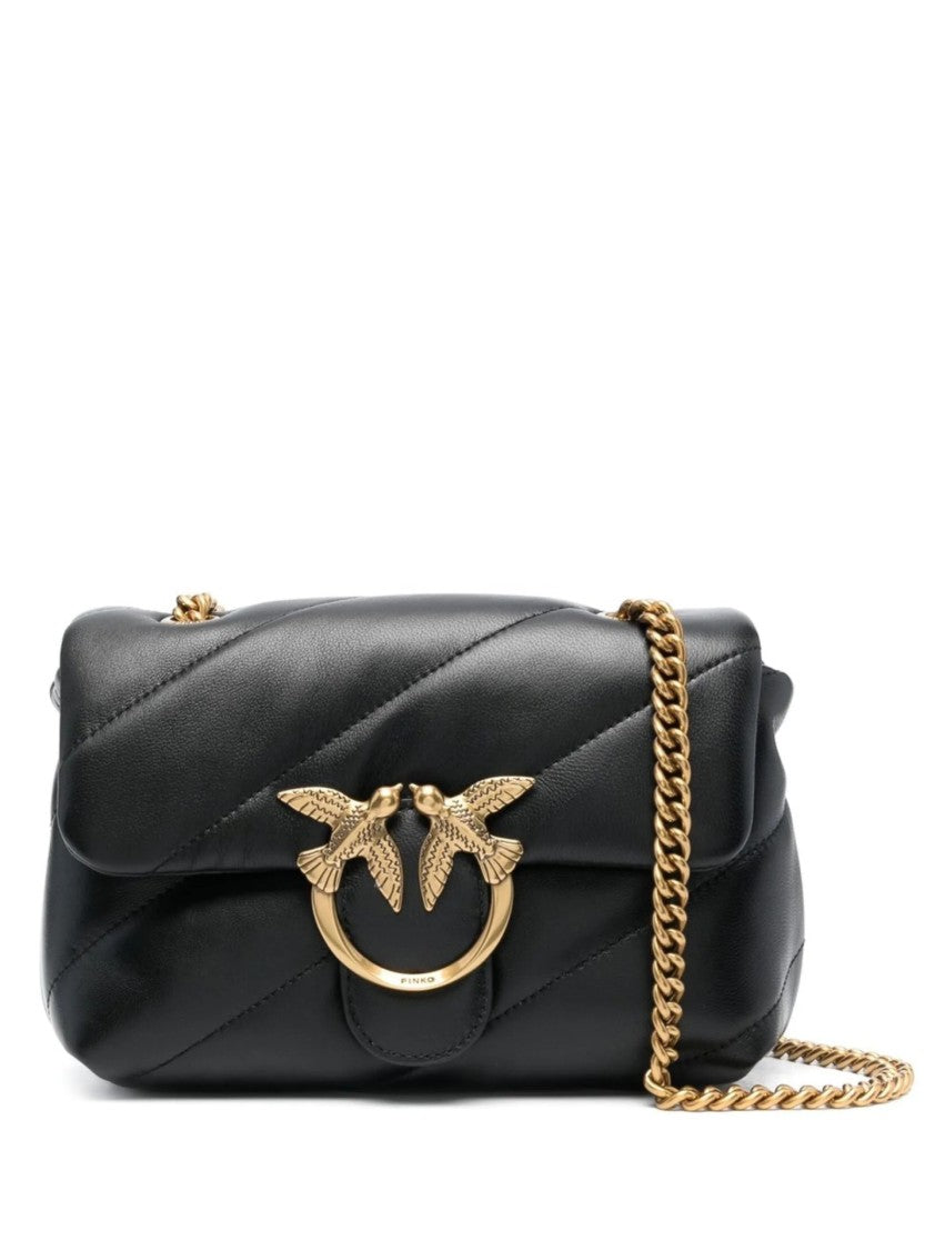 Pinko Quilted Shoulder Bag With Gold-Tone Bird Motif