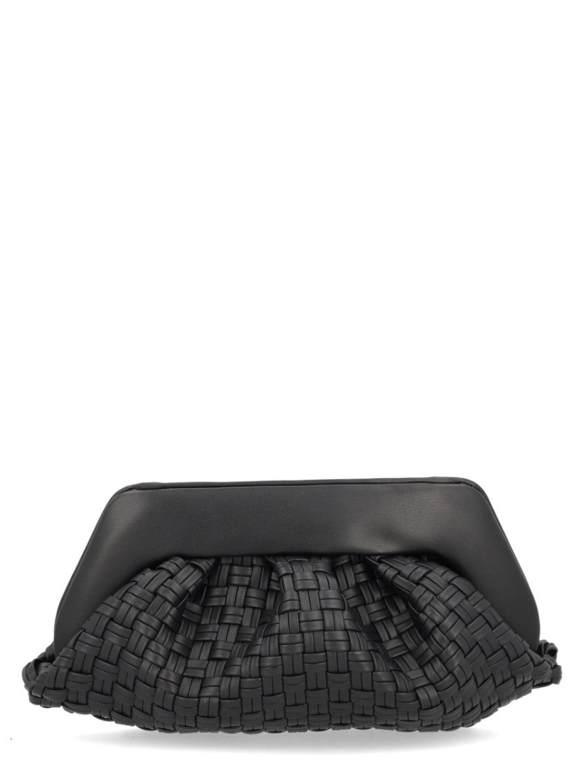 Themoirè Black Woven Structured Shoulder Bag