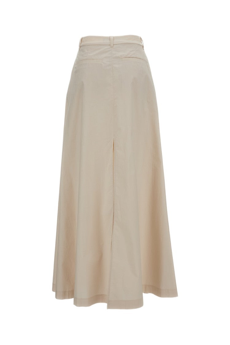 The Latest Long Cotton Skirt With Pleats And Side Slits