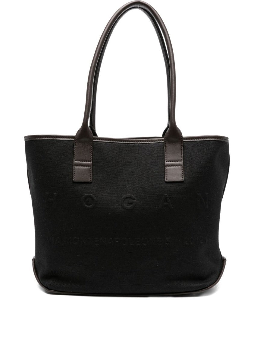 Hogan Black And Brown Leather Tote Bag