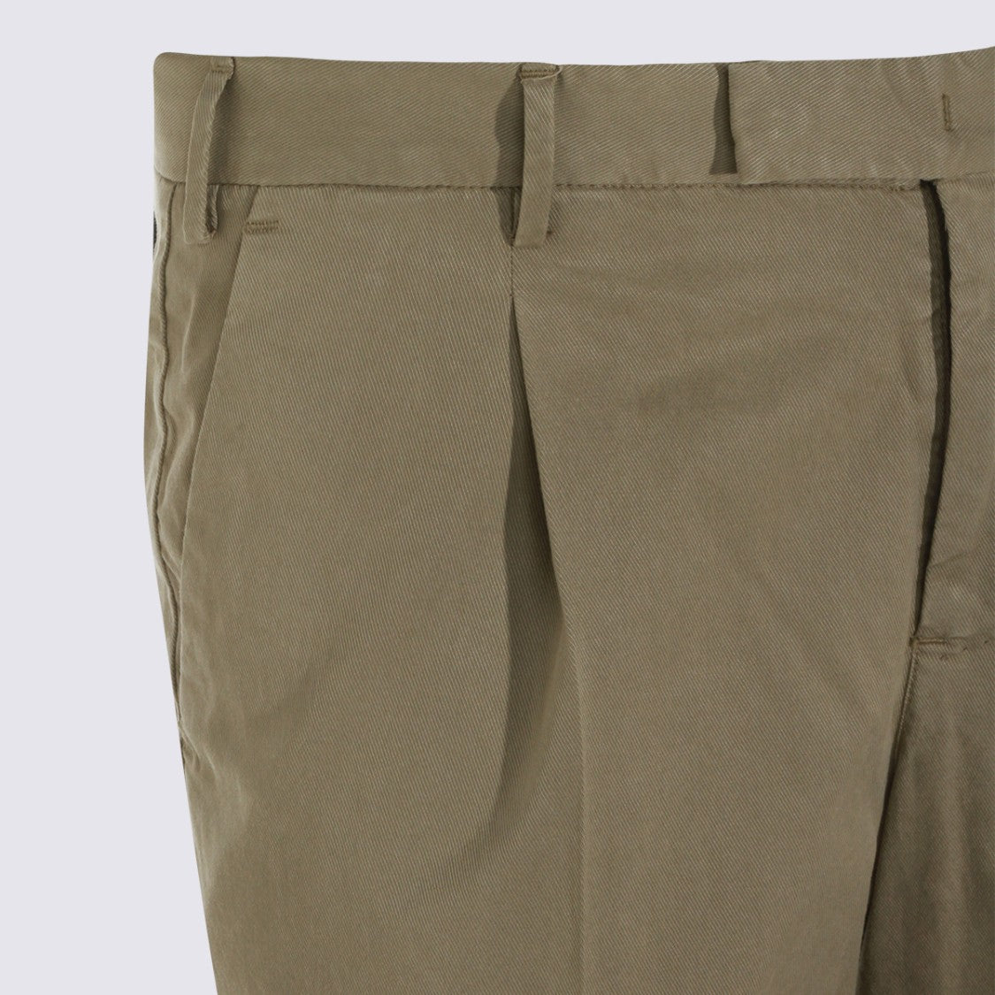 Pt Torino Tailored Olive Trousers With Flat Front And Pleated Waistband