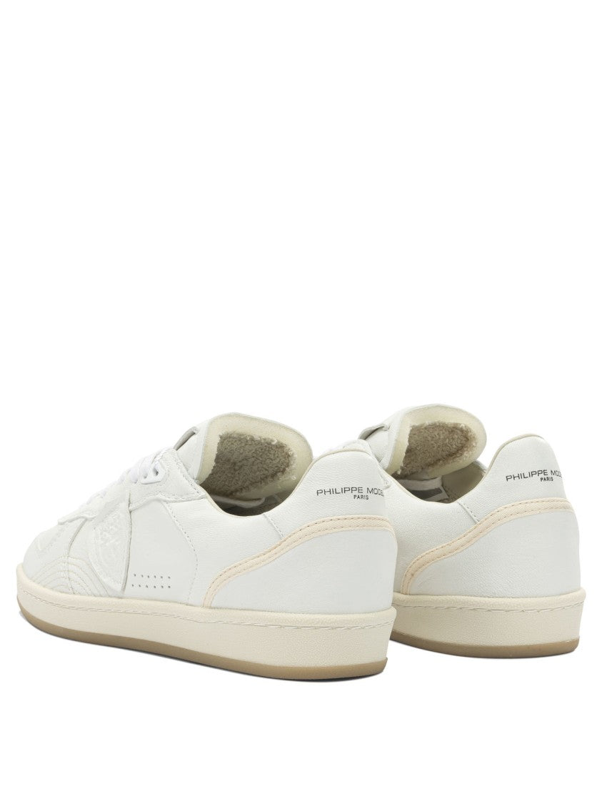 Philippe Model Paris White Leather Sneakers With Herringbone Sole