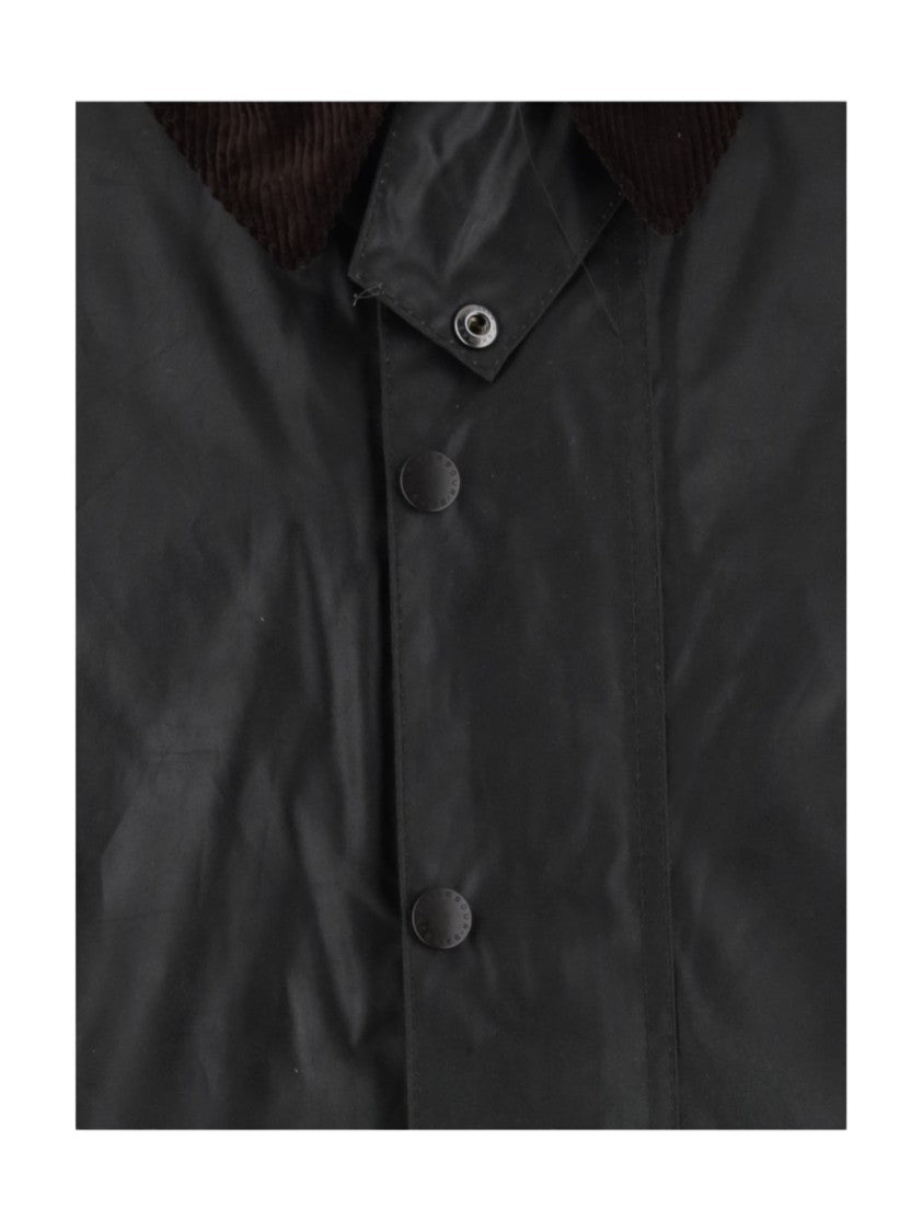 Barbour Dark Green Waxed Cotton Velvet Collar Coat