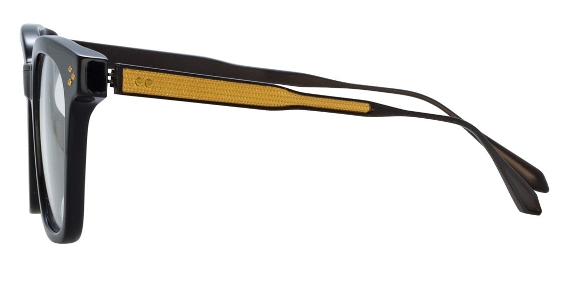 Linda Farrow Lfl Oversized Square Frame Eyeglasses With Textured Gold Accents