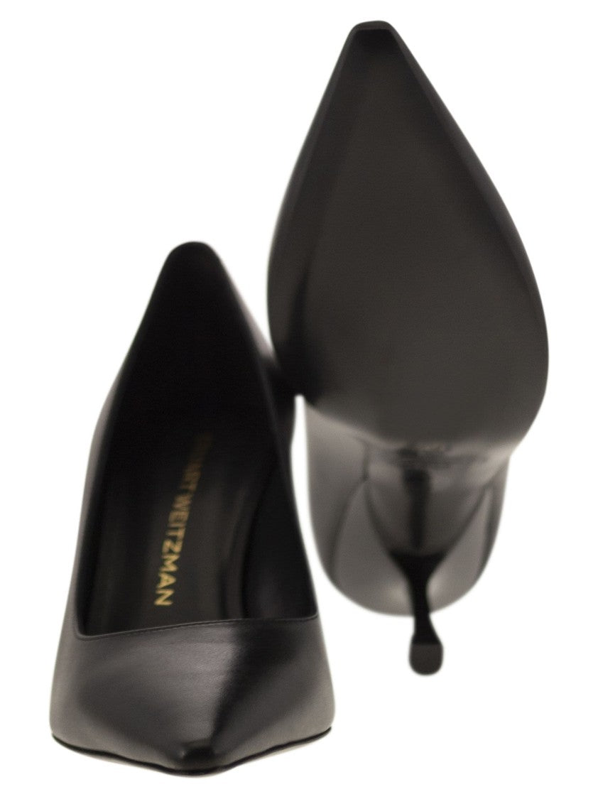 Stuart Weitzman Pointed-Toe Leather Décolleté With Retro Heel