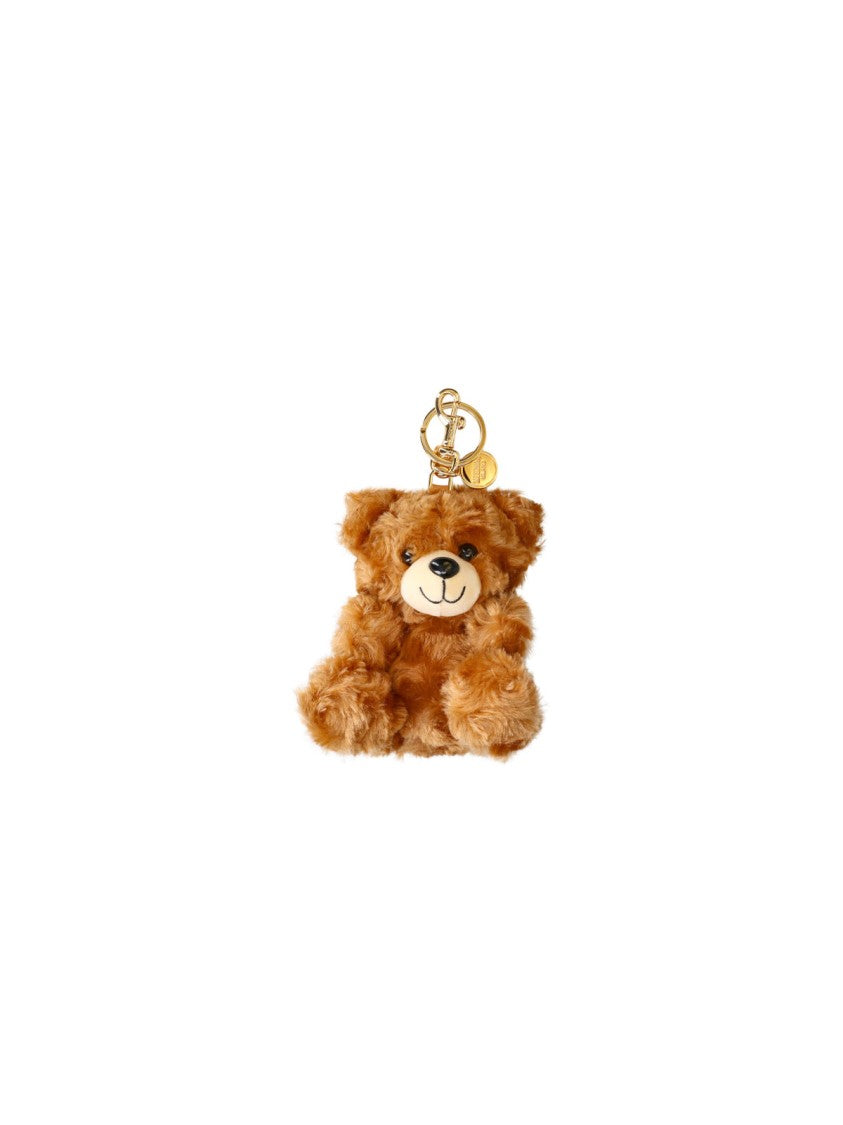 Moschino Brown Teddy Bear Fabric Keyring Charm