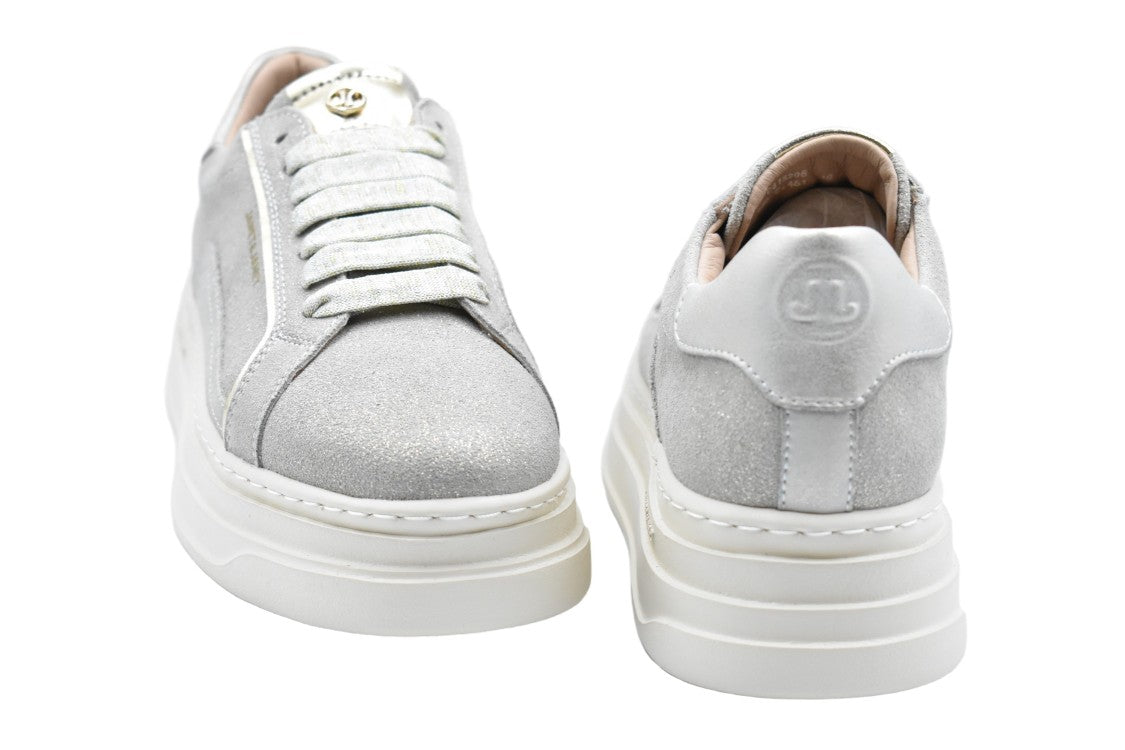 Janet & Janet Textured Beige Low Sneakers With White Sole