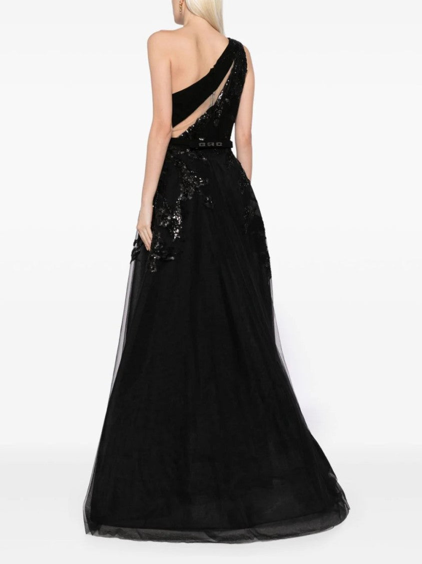 Saiid Kobeisy Tulle Beaded Dress With Floral Beading