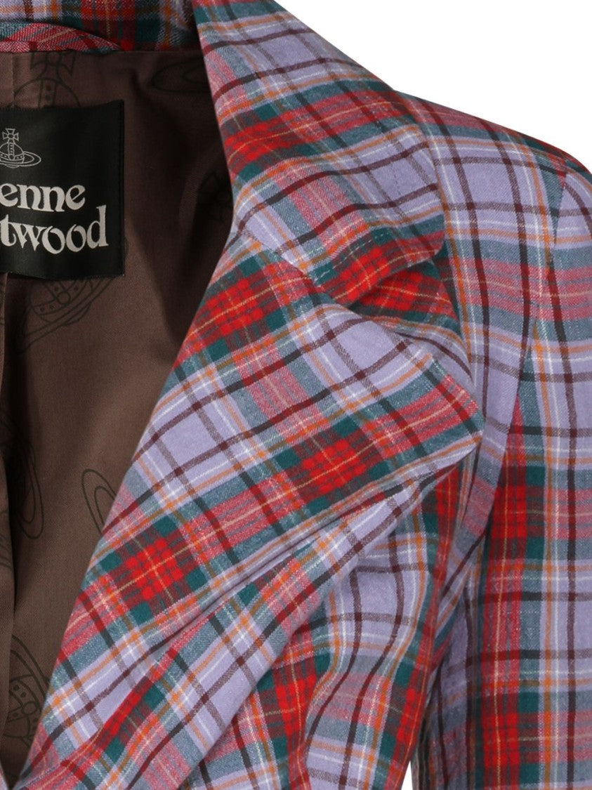 Vivienne Westwood Red Checked Pattern Tailored Notch Jacket
