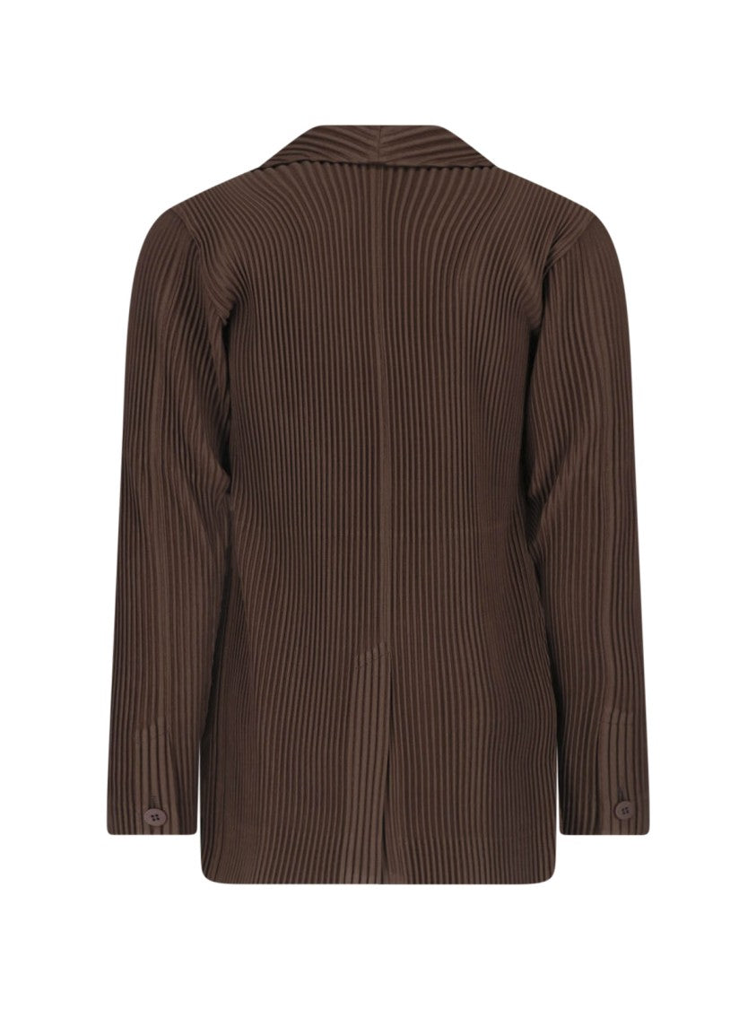 Homme Plissé Issey Miyake Brown Pleated Classic Lapel Blazer