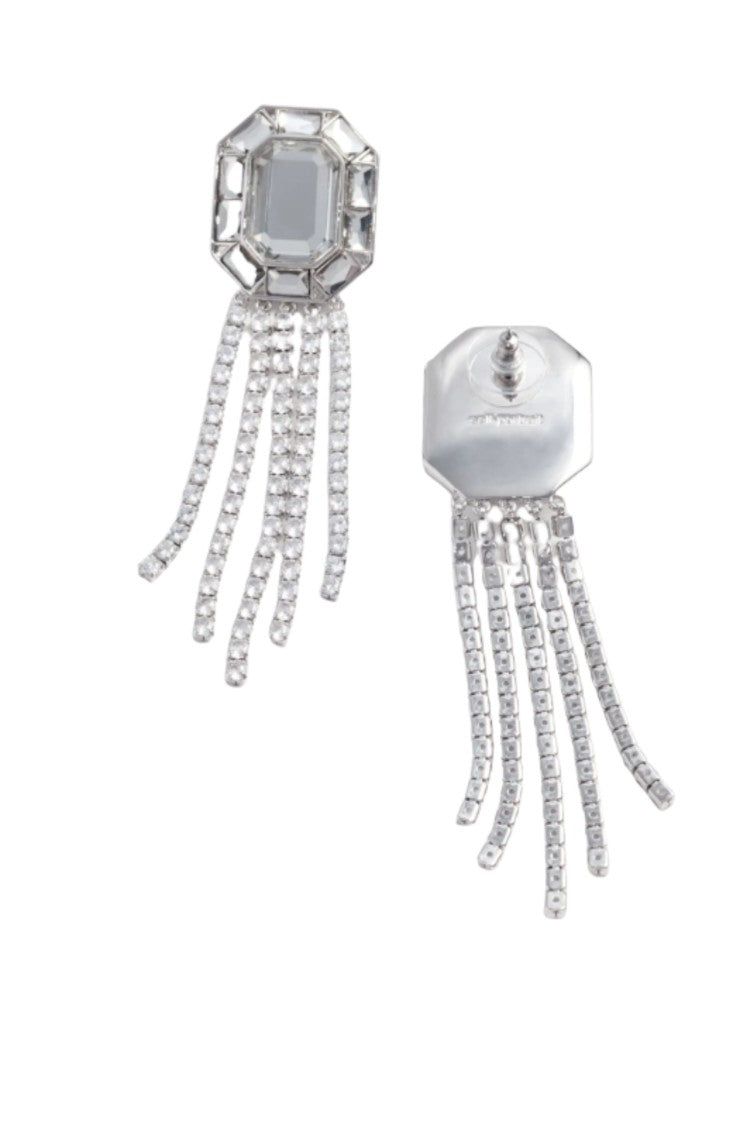Self-Portrait Silver Crystal Droplet Brass Earrings