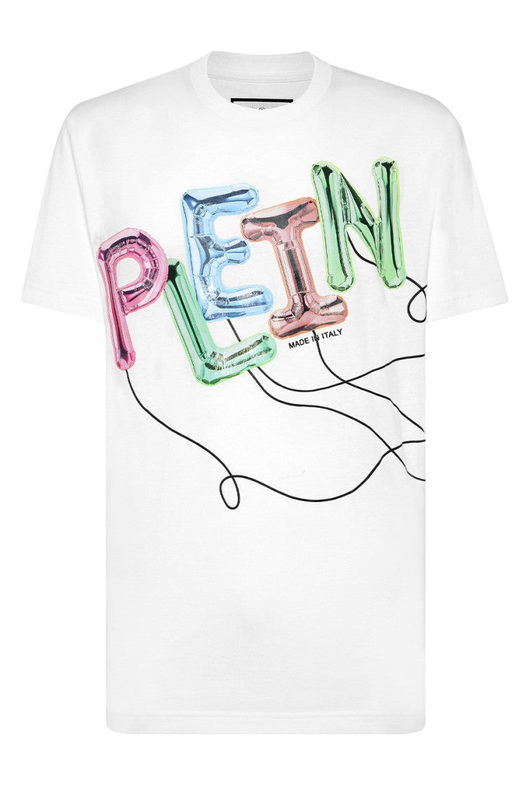 Philipp Plein White Logo Print Cotton T-Shirt