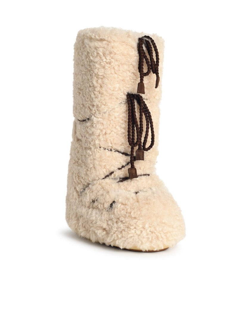 Moon Boot Ecru Faux Fur Boot