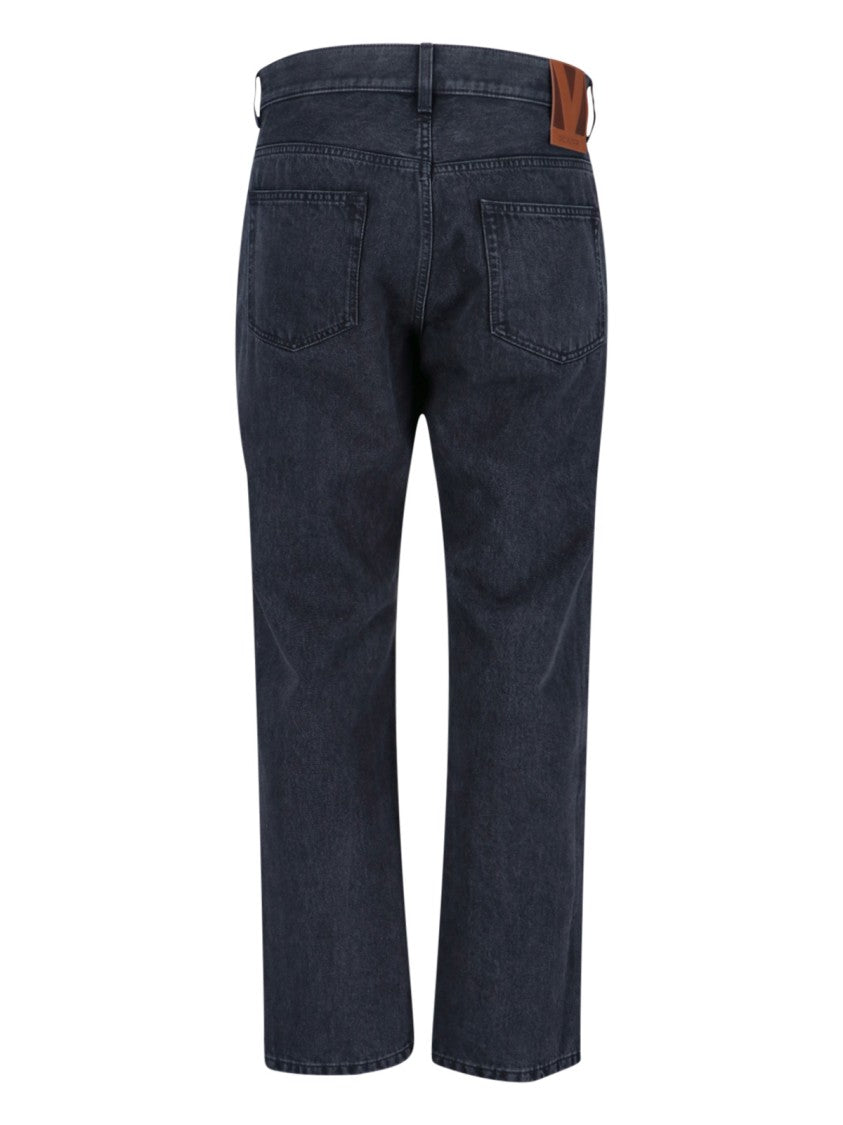 Valentino Straight-Leg Black Denim Jeans With Logo Patch