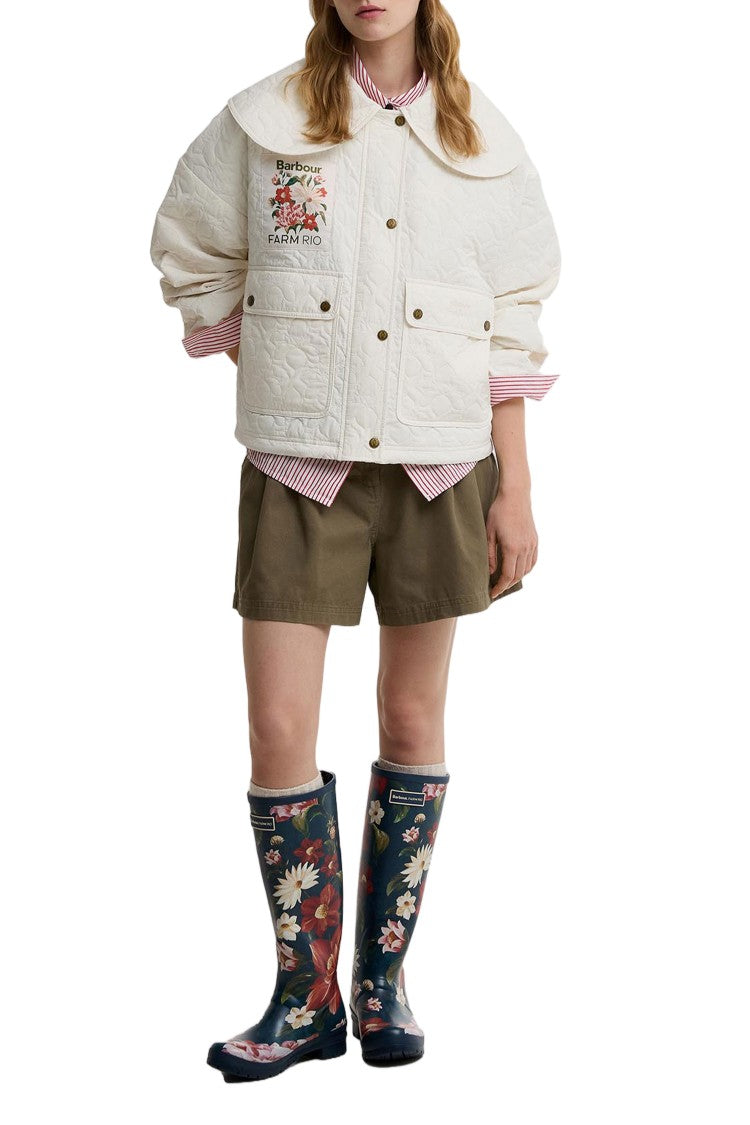 Barbour White 'Lotus Quilt' Quilted Jacket