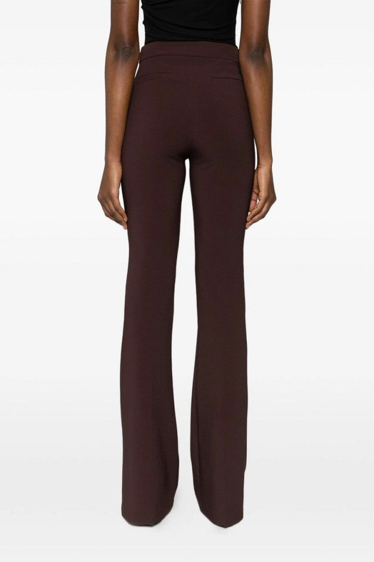 Elisabetta Franchi Brown Side Piping Polyester-Blend Flared Pants
