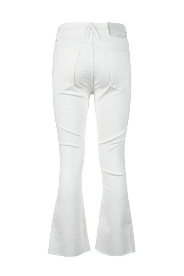 Cycle White Cropped Flared Stretch Jeans
