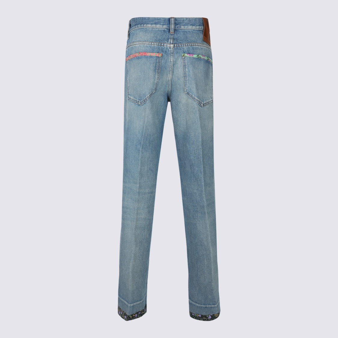 Valentino Classic Straight-Leg Jeans With Multicolored Trim Accents