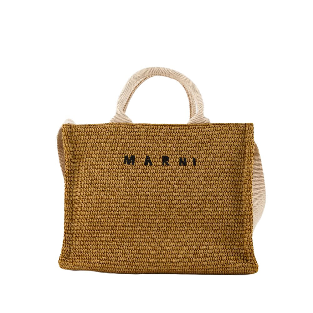 Marni Small Basket Shopper Bag - Leather - Sienna/Natural