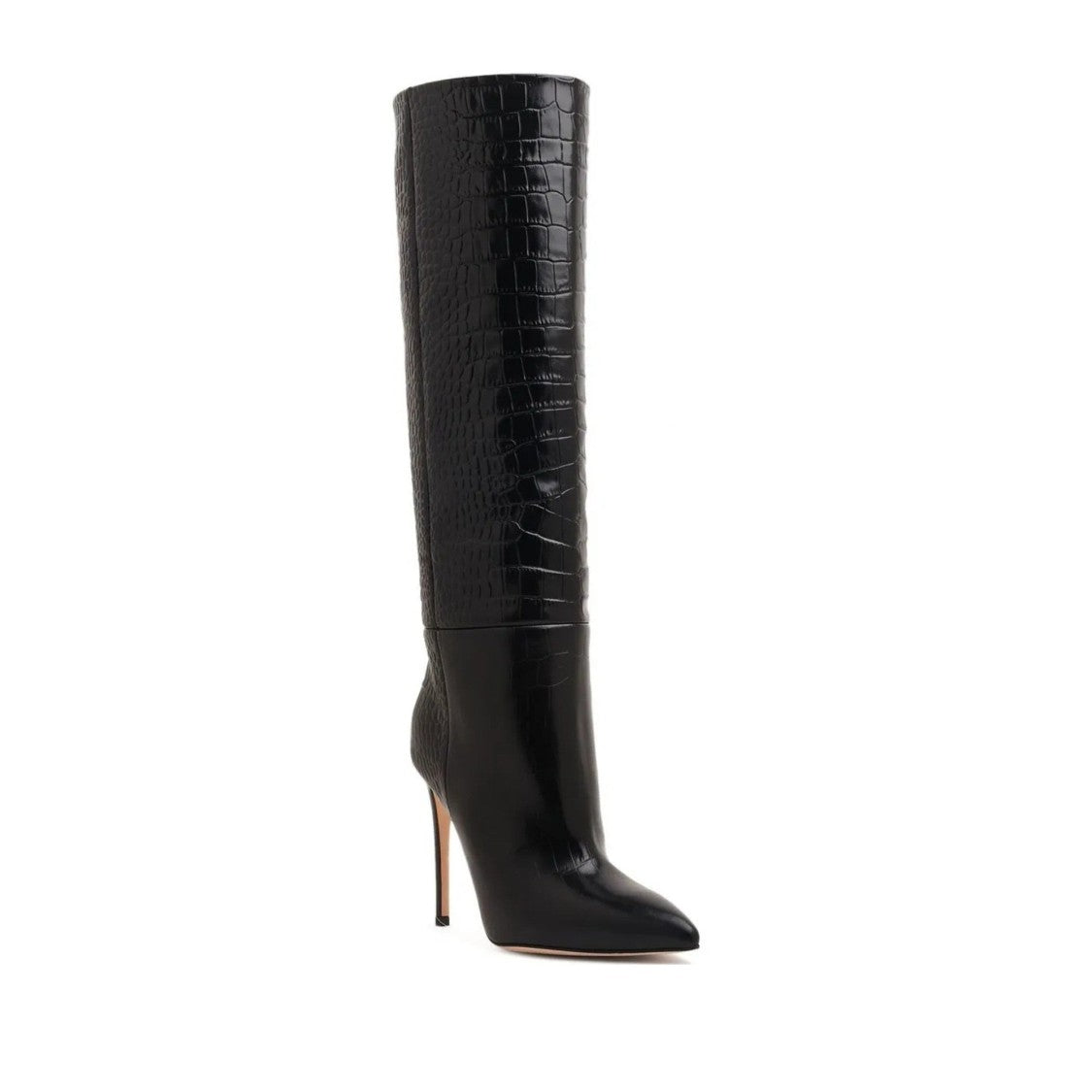 Paris Texas Black Calf Leather Stiletto Mid-Calf Boots