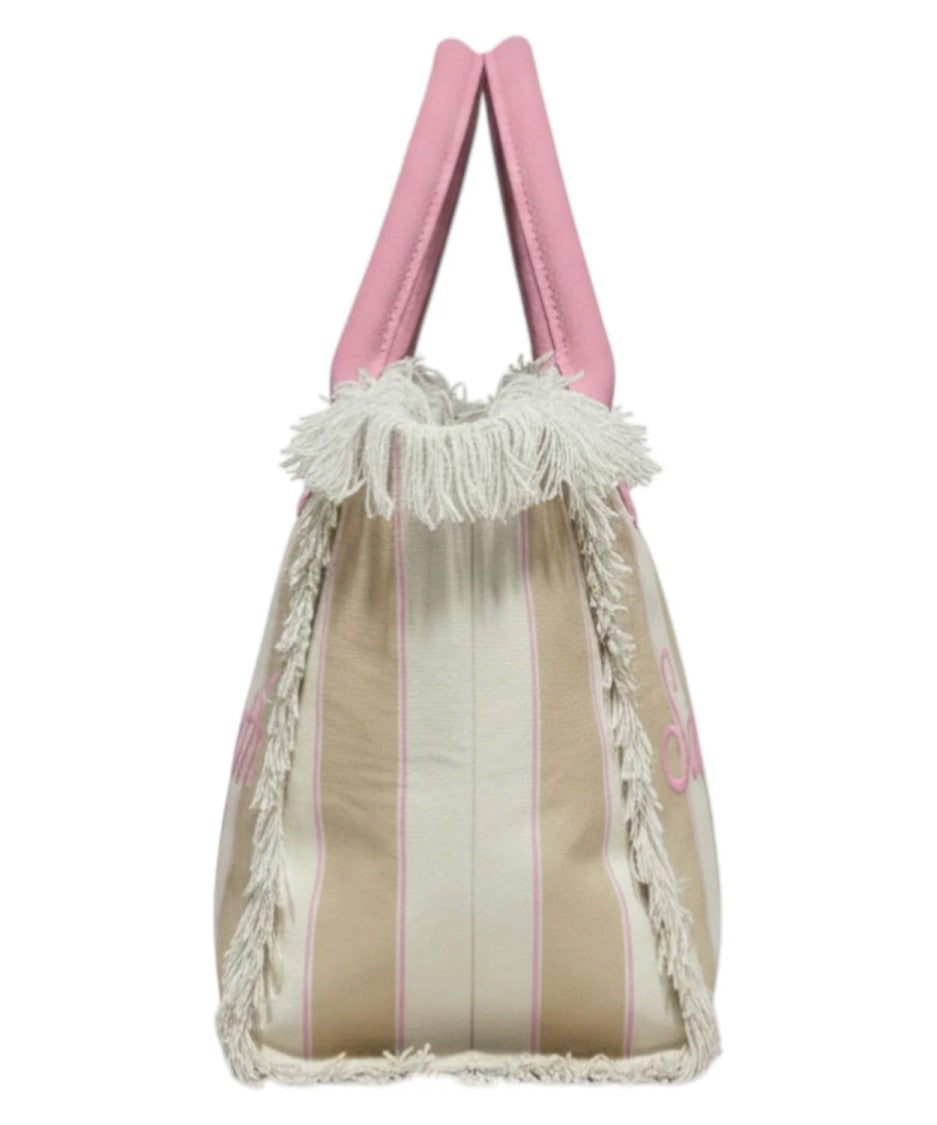 Mc2 Saint Barth Spacious Tote Bag With Vertical Stripes